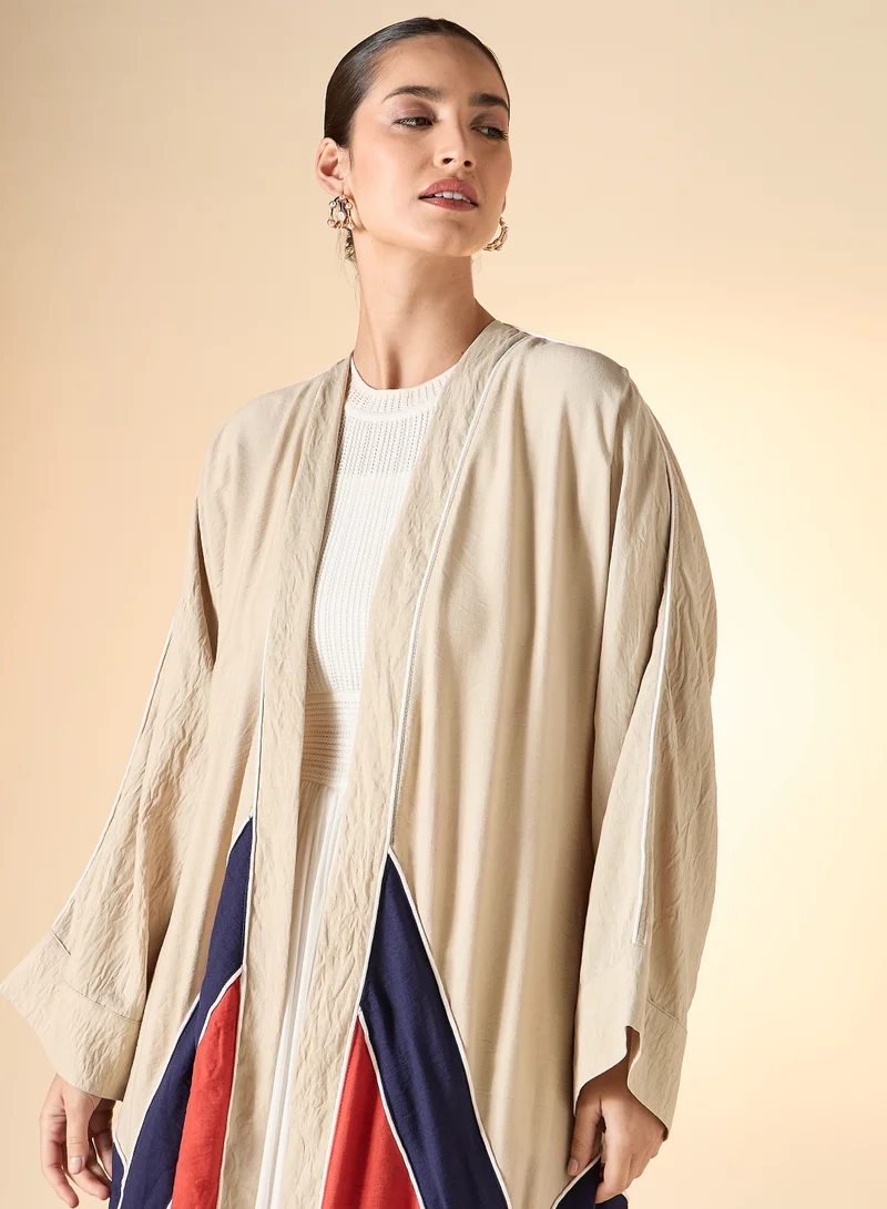 Hadiyath Al Madinah Colorblock Open Abaya - HM