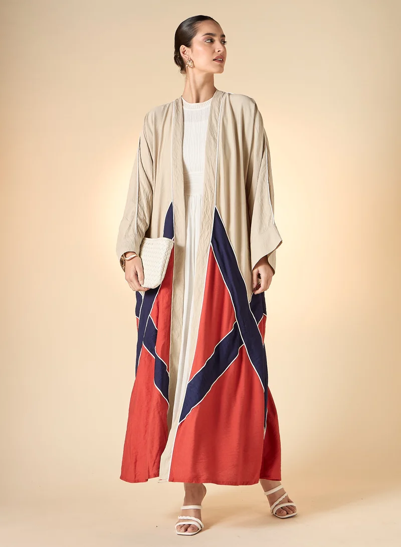 Hadiyath Al Madinah Colorblock Open Abaya - HM