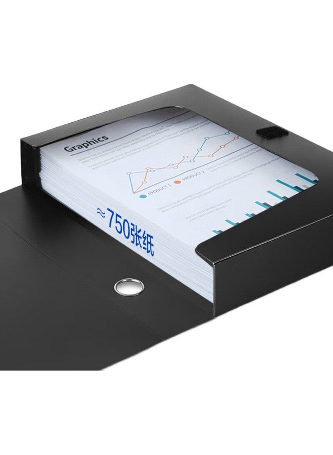 Comix 75Mm File Box, A4 Thick Document Box, Velcro File Holder, Black, Office Stationery, Hc-75 - Image 3