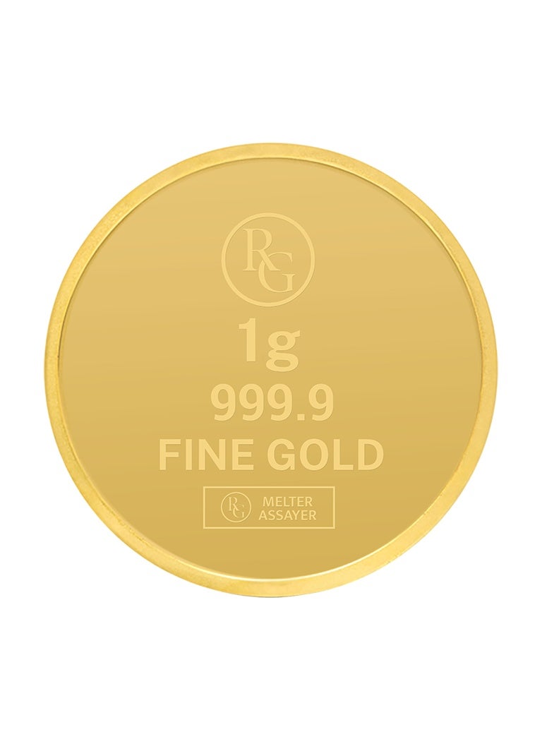 RG REFINERY Rafmoh Bullion 1 Gram 24K 999.9 Purity Gold Coin with Ball Design - Image 3