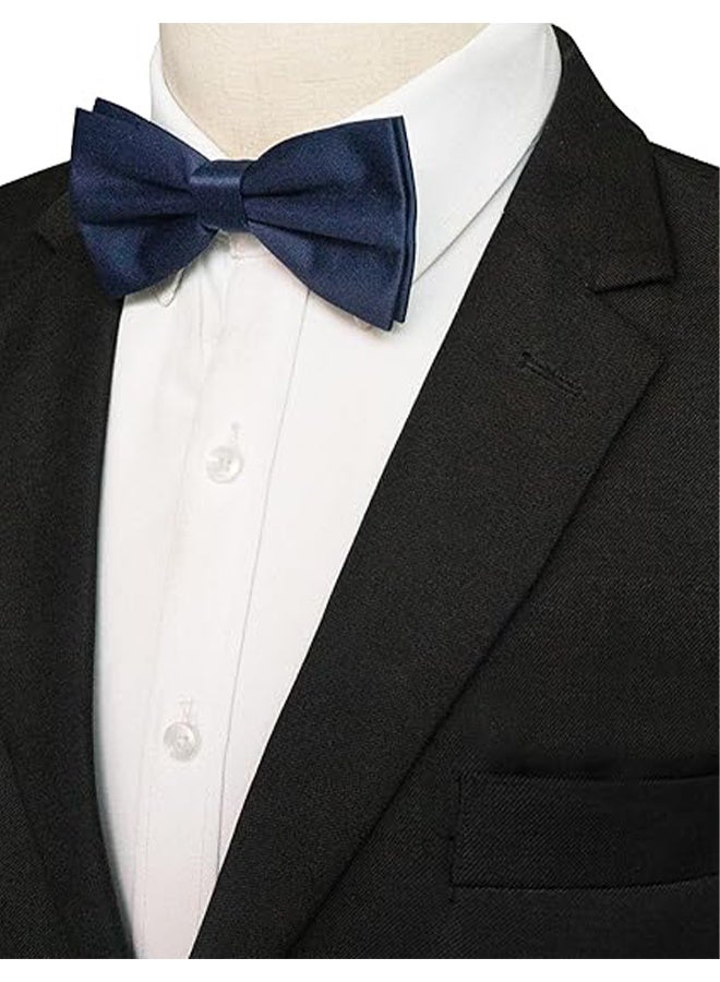 4 عبوات برباط رائع مسبق الربط للرجال، برباط قابل للتعديل مناسب لحفلات الزفاف، مراسم التكريم، الاجتماعات المهمة (أسود، أبيض، أزرق بحري، أزرق فاتح) - Image 5