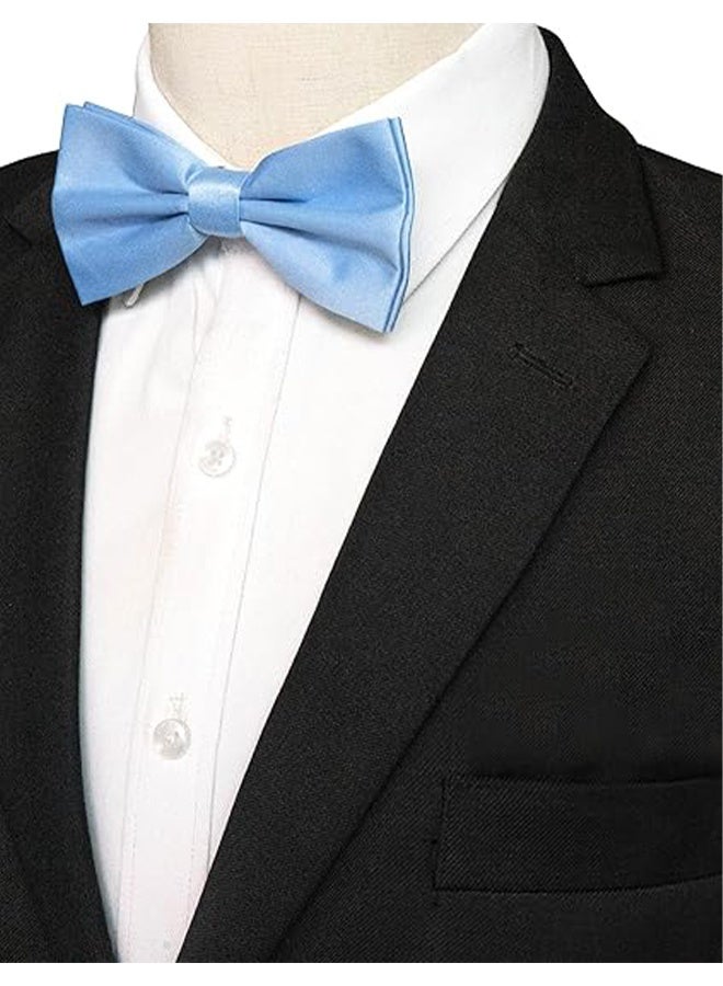 4 عبوات برباط رائع مسبق الربط للرجال، برباط قابل للتعديل مناسب لحفلات الزفاف، مراسم التكريم، الاجتماعات المهمة (أسود، أبيض، أزرق بحري، أزرق فاتح) - Image 4