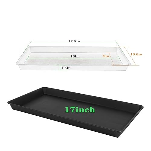 VUWEZ 4 Pack Plant Saucer Tray Rectangular, Plant Growing Nursery Trays, Heavy Sturdy Seed Starting Trays, Plants Starter Saucers for Indoors No Holes, Seed Starter Growing Tray (17.5"x10.6", Black) - Image 2