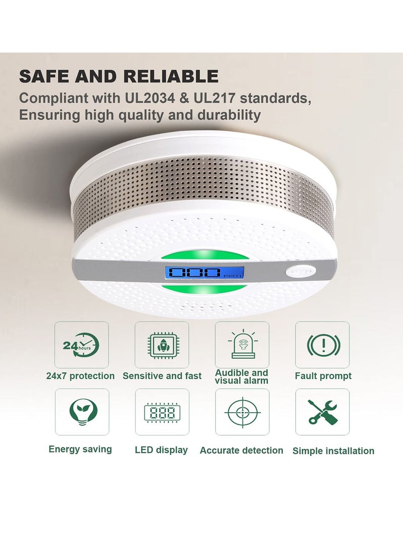 Carbon Monoxide Detector, CO Alarm with LCD Screen Battery Powered Dual Sensor Combination, Led Indicator, Loud Sound Alert  - Image 4