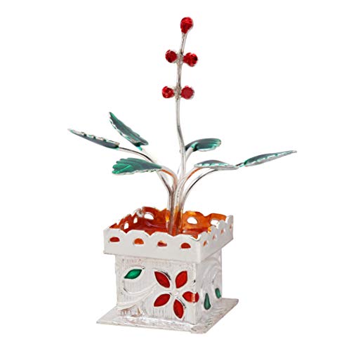 PRD CARATCAFE Silver Tulsi Plant Décor, 15 Grams/.925 Real Silver, Gift for Housewarming, Diwali & Home Pooja - Image 1