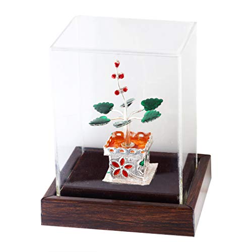 PRD CARATCAFE Silver Tulsi Plant Décor, 15 Grams/.925 Real Silver, Gift for Housewarming, Diwali & Home Pooja - Image 2