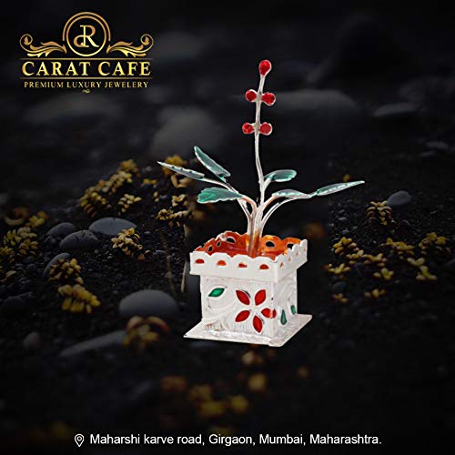 PRD CARATCAFE Silver Tulsi Plant Décor, 15 Grams/.925 Real Silver, Gift for Housewarming, Diwali & Home Pooja - Image 4