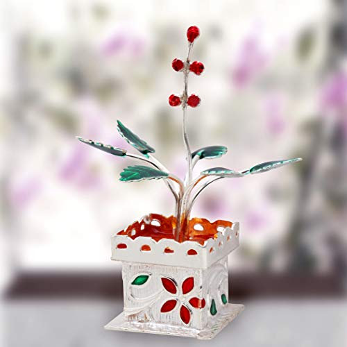 PRD CARATCAFE Silver Tulsi Plant Décor, 15 Grams/.925 Real Silver, Gift for Housewarming, Diwali & Home Pooja - Image 5