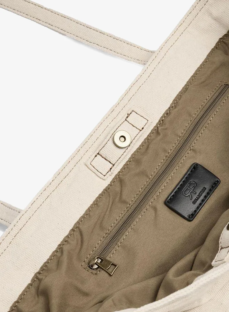 Parfois White Canvas Shopper Bag With Pendant for Women | Best Price UAE