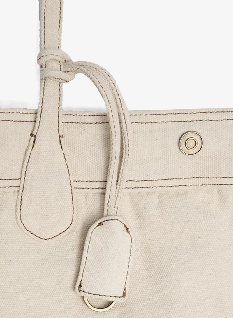 Parfois Canvas Shopper Bag With Pendant