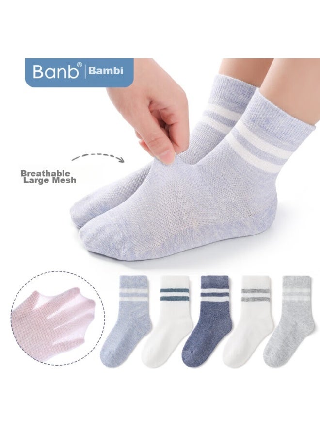 Bambi Children's Socks For Boys, Summer Thin Mesh, Big Kids Student Mid-calf Cotton Socks Bb22018, Size 20-22 - Image 1