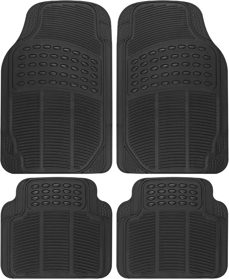 BDK Floor Mats, 4-Piece All-Weather Car Mat with Universal Fit Design, Durable Rubber Car Floor Mats with Capture Ridges, Waterproof for Cars Trucks SUV (Black) - Image 1