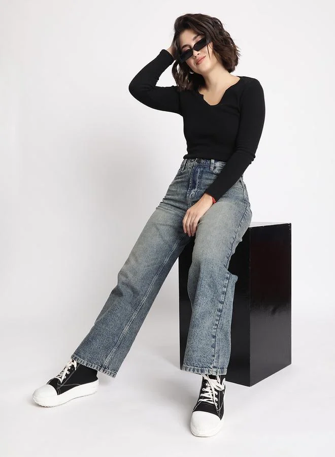Styli Women Relaxed Fit Faded Jeans By Bene Kleed