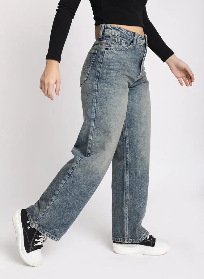 Styli Women Relaxed Fit Faded Jeans By Bene Kleed