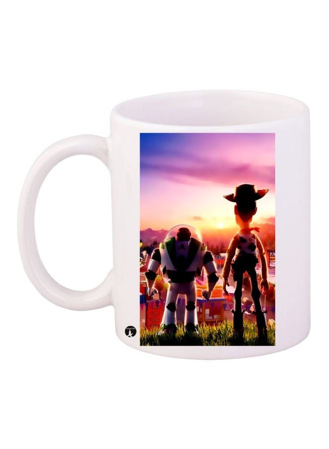 RYN Cartoon Printed Coffee Mug White/Green/Pink 11ounce