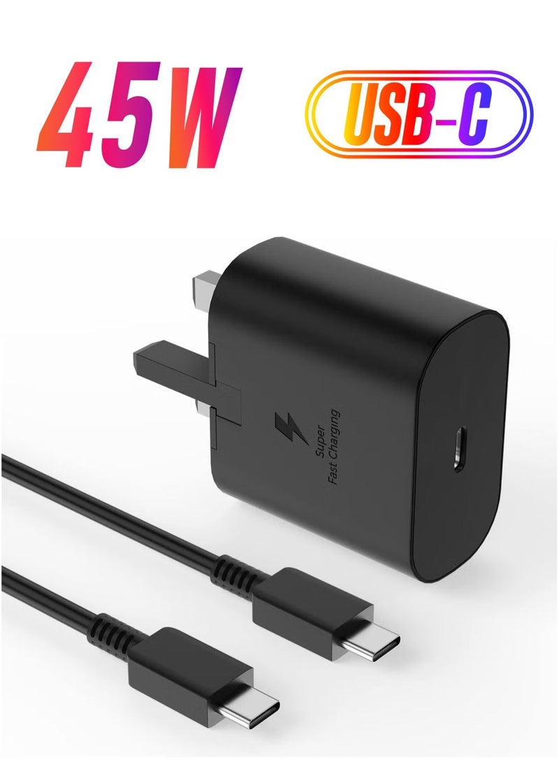 MUNTAQI 45W USB-C Super Fast Charging PD Charger with 1m Cable | Compatible with Samsung Galaxy S25, S24, S23, S22, S21, S20 Ultra, S24+, S23+, S22+, S21+, A53, A15, A54, Fold, Flip – Type C Power Adapter - Image 1