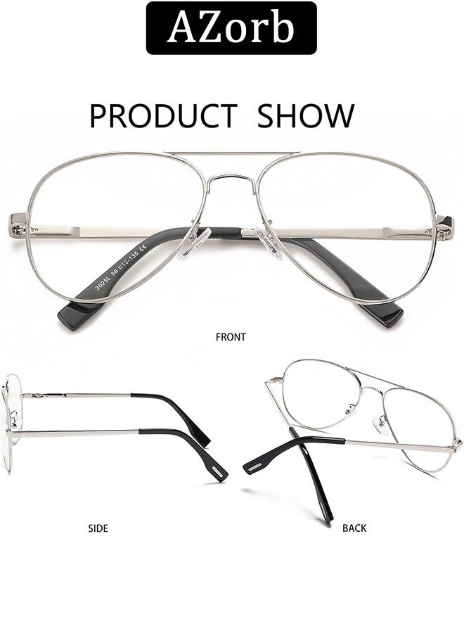 AZorb - Blue Light Glasses for Men Women Metal Aviator Frame Reading Gaming Glasses Anti Blue Light Blocking Clear Lens UV Phone Computer Anti Fatigue Eyeglasses - Image 1