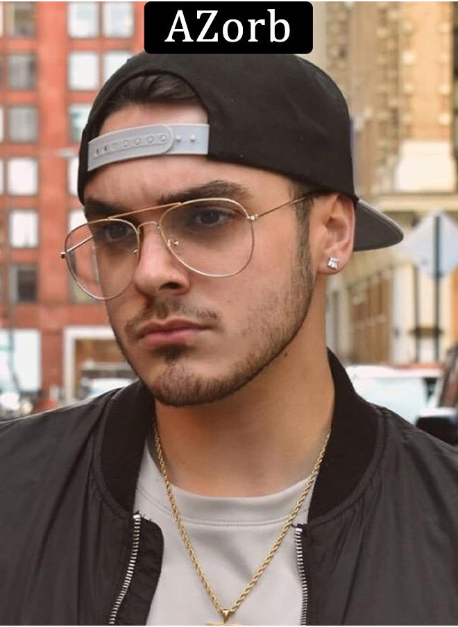 AZorb - Blue Light Glasses for Men Women Metal Aviator Frame Reading Gaming Glasses Anti Blue Light Blocking Clear Lens UV Phone Computer Anti Fatigue Eyeglasses - Image 1