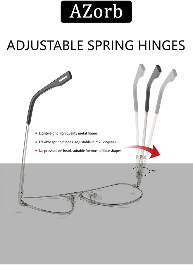 AZorb - Blue Light Glasses for Men Women Metal Aviator Frame Reading Gaming Glasses Anti Blue Light Blocking Clear Lens UV Phone Computer Anti Fatigue Eyeglasses - Image 1