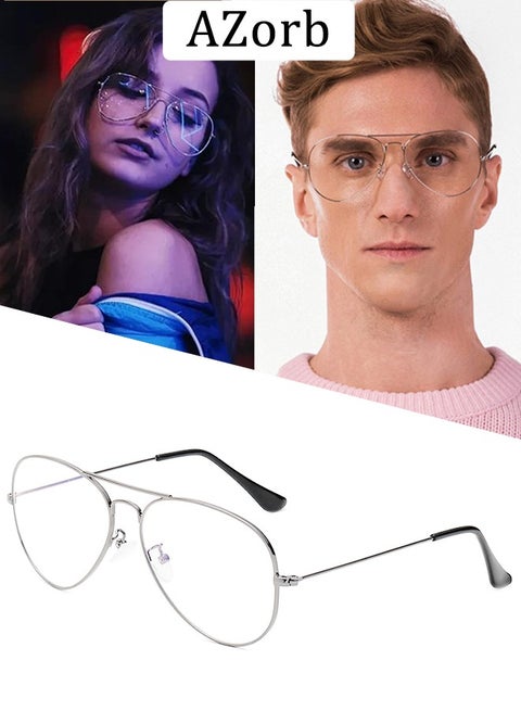 Blue Light Glasses for Men Women Metal Aviator Frame Reading Gaming Glasses Anti Blue Light Blocking Clear Lens UV Phone Computer Anti Fatigue Eyeglasses
