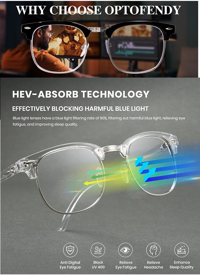 AZorb - Blue Light Glasses for Men Women Metal Aviator Frame Reading Gaming Glasses Anti Blue Light Blocking Clear Lens UV Phone Computer Anti Fatigue Eyeglasses - Image 1