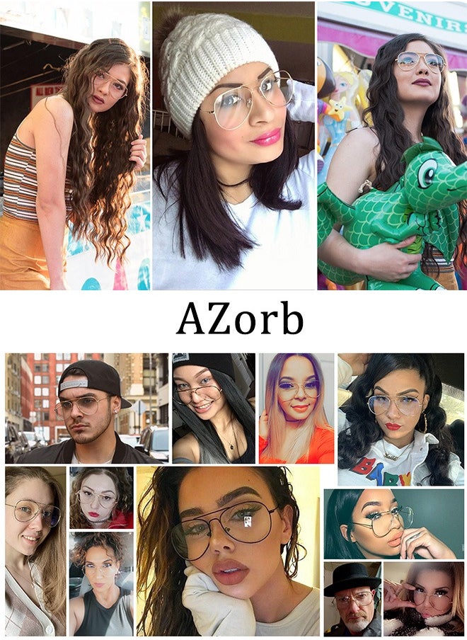AZorb - Blue Light Glasses for Men Women Metal Aviator Frame Reading Gaming Glasses Anti Blue Light Blocking Clear Lens UV Phone Computer Anti Fatigue Eyeglasses - Image 1
