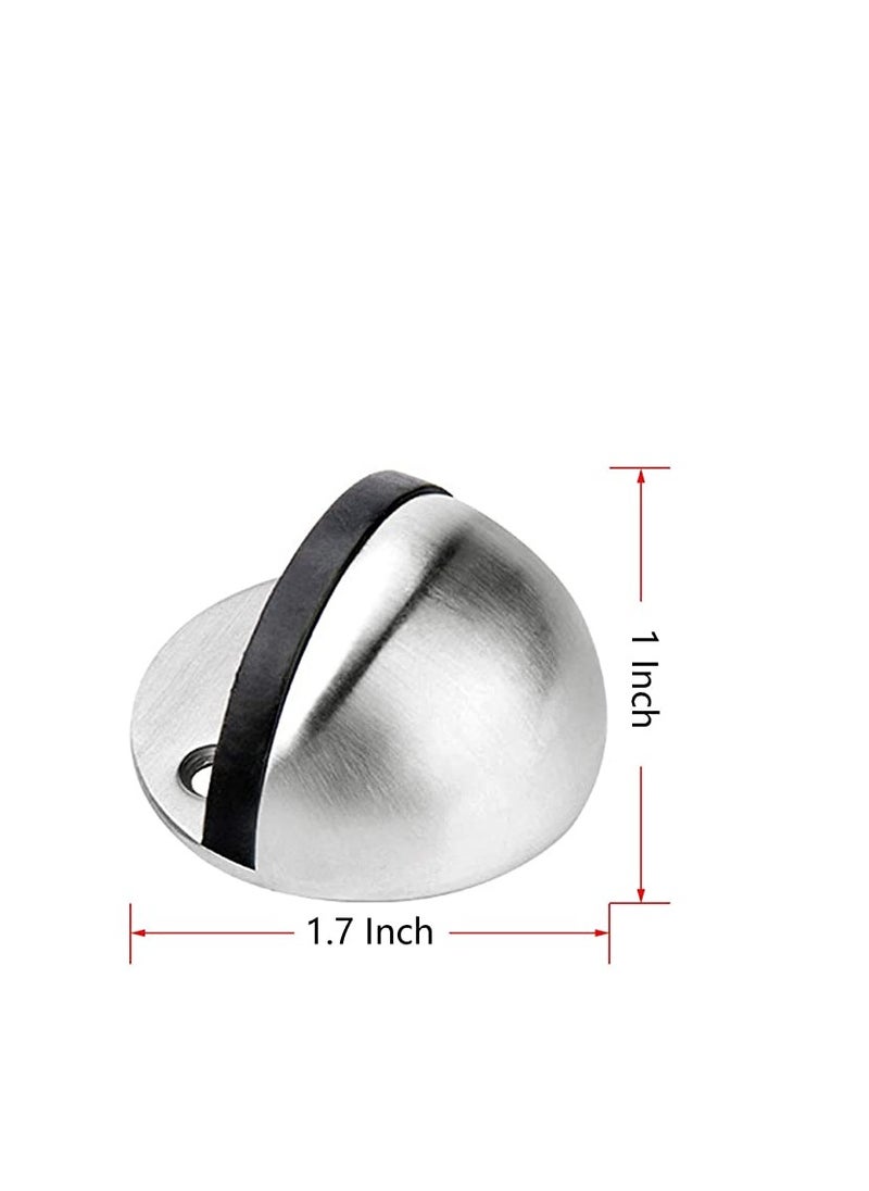 SYOSI Floor Mount Door Stopper, Stainless Steel Doorstops Door Catch Tape/Punch Door Holder, with Rubber Bumper Tip Half Moon Oval Wall Protector, for Hotel Home Office Bedroom Living Bath Room  - Image 2