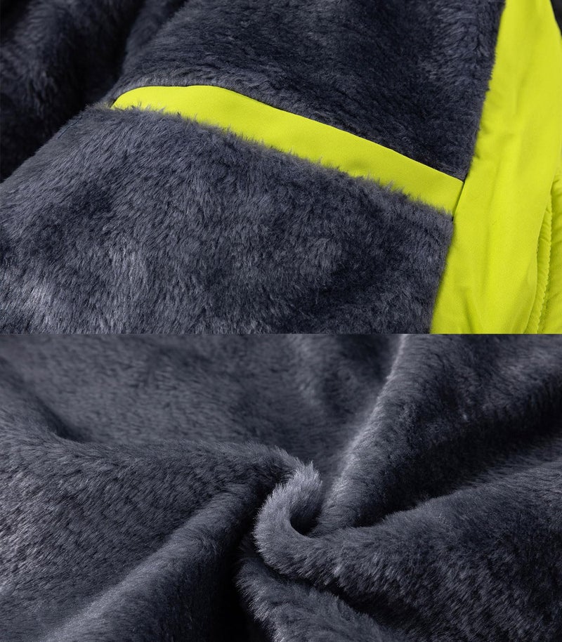 FTIMILD Men Winter Ski Jacket Waterproof High Visibility Fleece Lined Patchwork Hooded Coat - Image 5