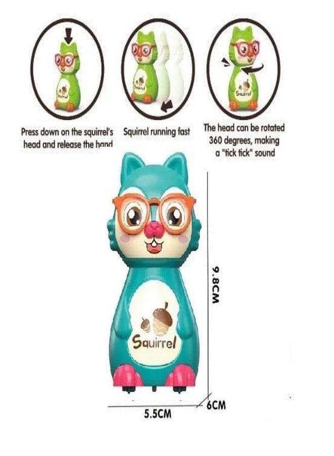 IndusBay® Cute Sliding Squirrel Car Press & Release Inertia Press Run Slide Mini Cartoon Squirel Wind Up Toys for Infant Toddler Boy Girl Toys for Kids, 1 Piece, Blue - Image 2