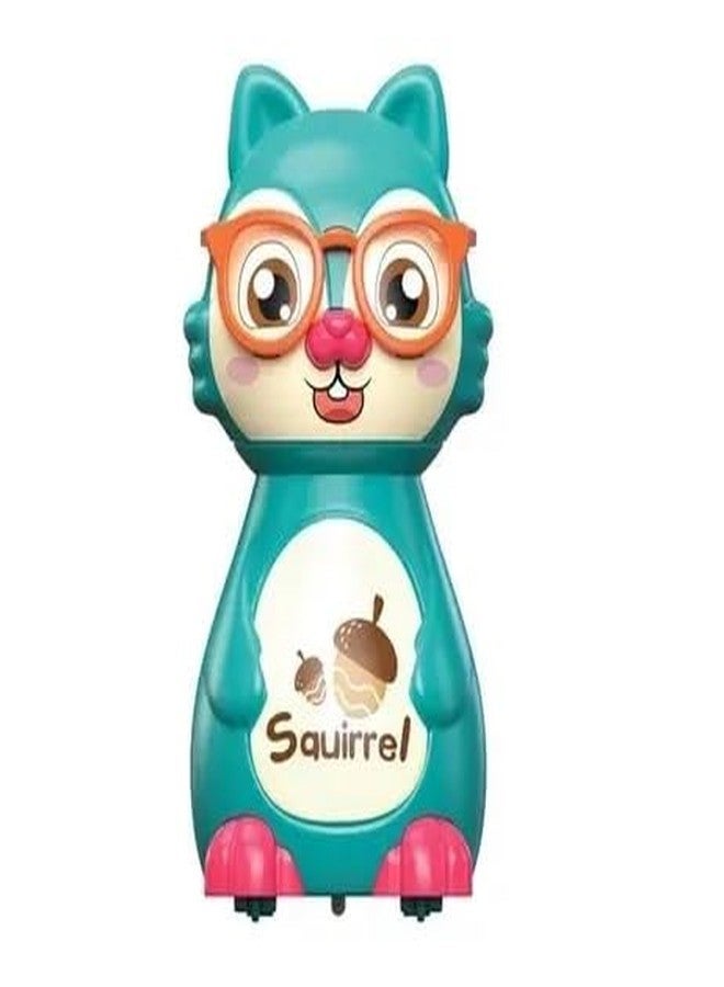 IndusBay® Cute Sliding Squirrel Car Press & Release Inertia Press Run Slide Mini Cartoon Squirel Wind Up Toys for Infant Toddler Boy Girl Toys for Kids, 1 Piece, Blue - Image 1