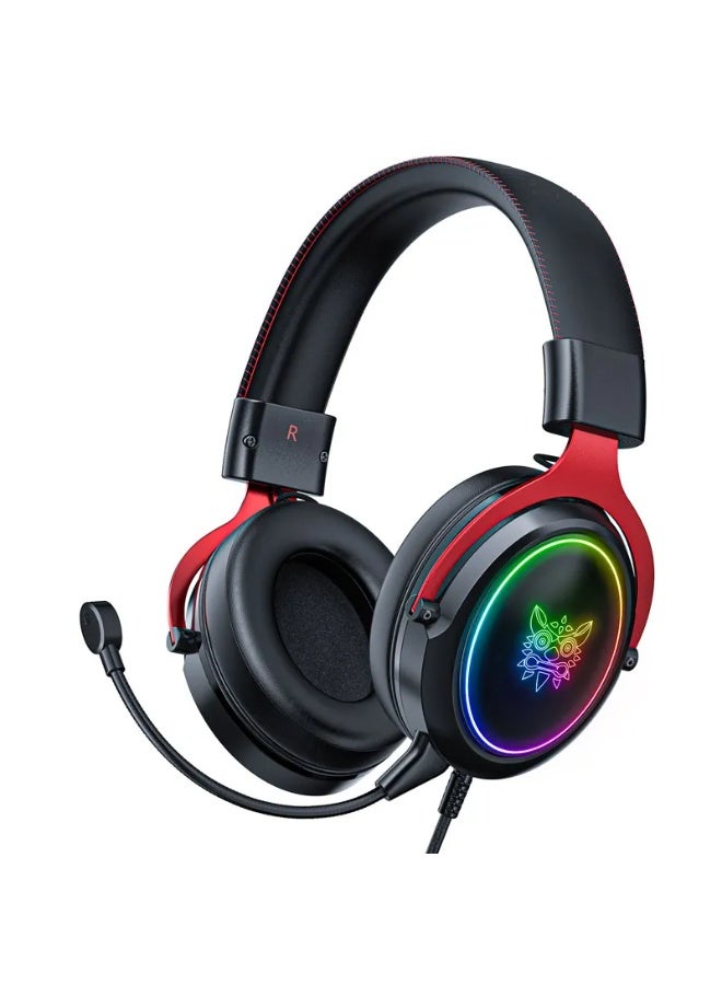 RGB Wired Headset with Detachable Microphone for Gaming on PC, PlayStation, Xbox - Lightweight Over-Ear Headphones for Daily Use - Image 1