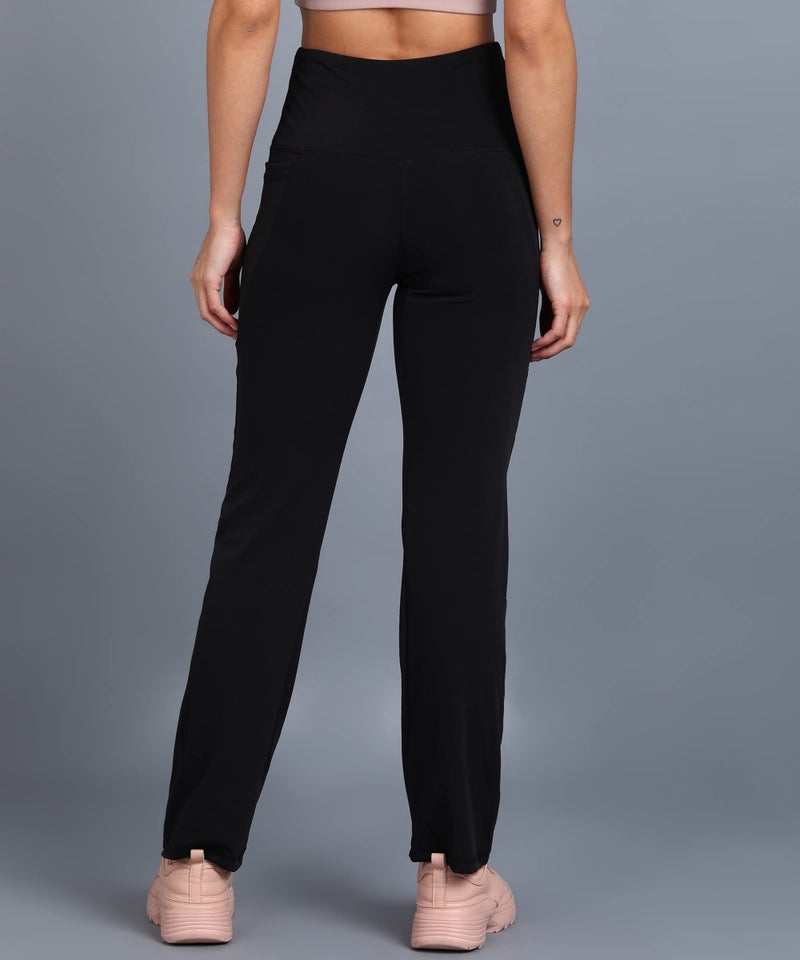 Rock Paper Scissors Women High Rise Premium Flare Stretchable Flared Leggings With Pockets Gym Wear/Active Wear Tights Yoga Pants Zumba/Dance Workout Tights Black XXL - Image 3