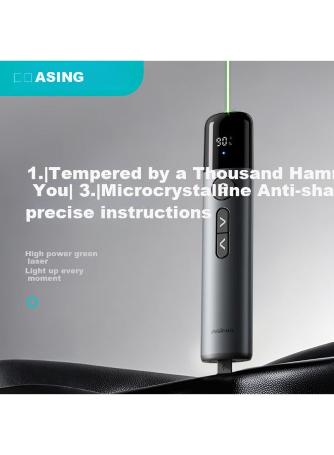 Asingasing A17 Pro High Power Green Laser Pen With Adjustable Laser, Battery Indicator, Usb Bluetooth Dual-mode Flip Pen, Projection Pen For Large Meetings With Led Lcd Screen - Image 1