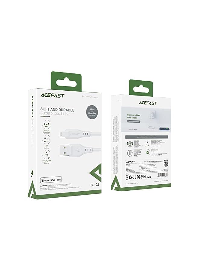 ACEFAST usb-a to lightning tpe charging data cable 1.2 meter white - Image 3
