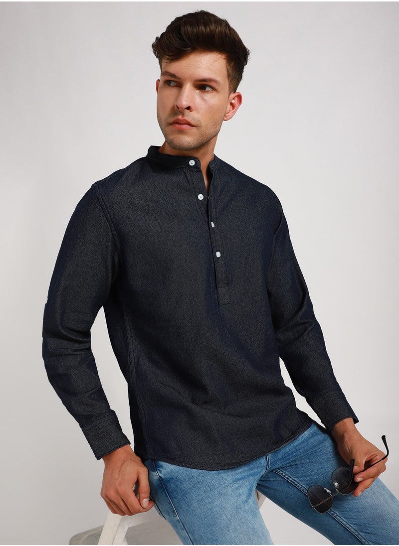Dennis Lingo Indigo Denim Shirt for Men - Slim Fit, Fashionable  - Image 1