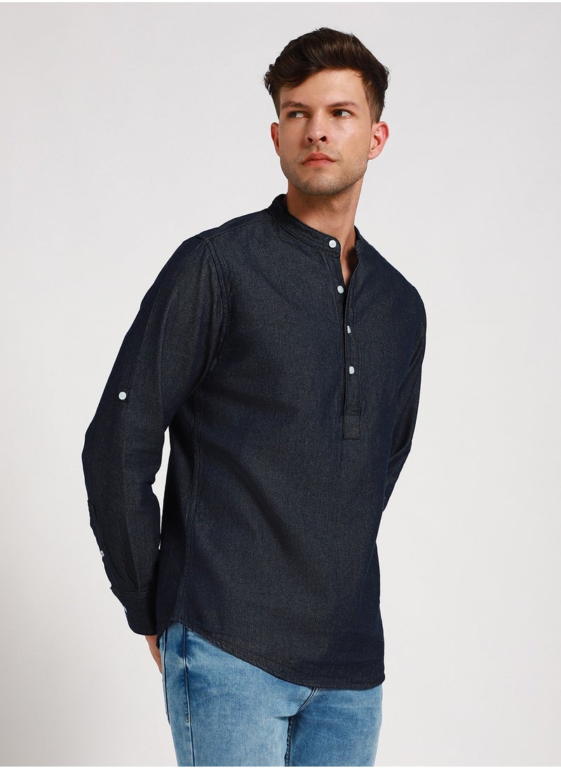 Dennis Lingo Indigo Denim Shirt for Men - Slim Fit, Fashionable  - Image 3