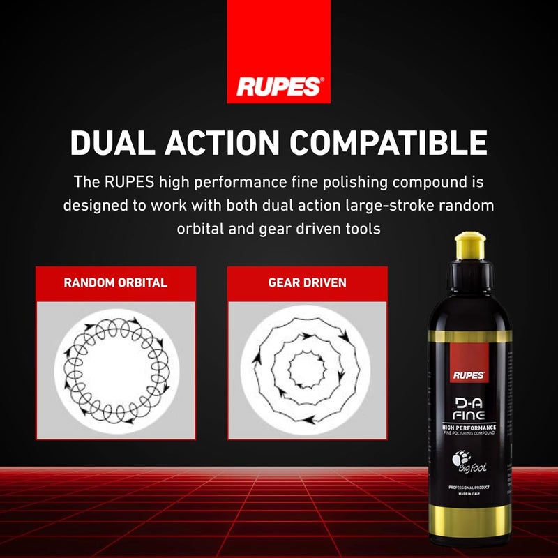 RUPES Fine Compound for Polish & Swirl Remover, Dual Action Buffing Compound Liquid, for Car Detailing & Removing Scratches, High Performance Cleaning Supplies (250ml/8.5oz, Single Bottle) - Image 2