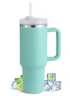 BUPY 40 oz Tumbler with Handle and Straw Lid 2-in-1 Stainless Steel Vacuum Insulated for Hot and Cold Beverages Travel Mug Gift for Car Gym Camp Home Office, Green  - Image 1