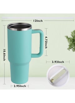 BUPY 40 oz Tumbler with Handle and Straw Lid 2-in-1 Stainless Steel Vacuum Insulated for Hot and Cold Beverages Travel Mug Gift for Car Gym Camp Home Office, Green  - Image 4
