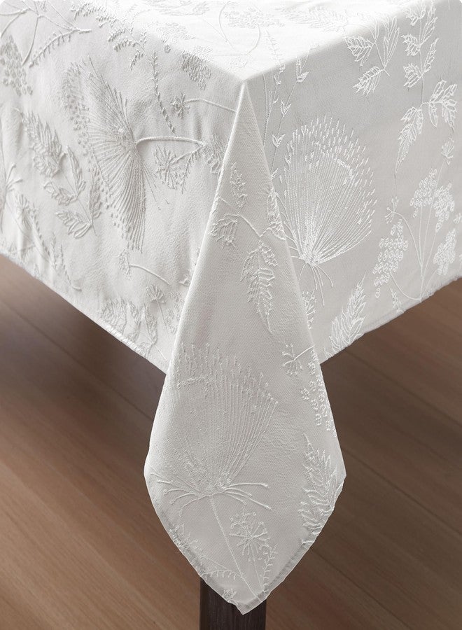 LAURA ASHLEY مفرش طاولة لورا آشلي من قماش جاكار المطرز المنسوج المرتفع، مقاوم للتجاعيد لتناول الطعام، العطلات، الحفلات، الزفاف أو الولائم، 60" x 102"، سينثيا بيج - Image 4