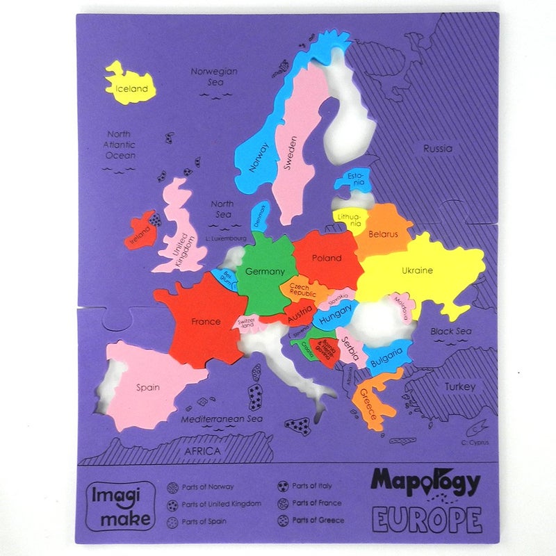 Imagimake Mapology Europe Map Puzzle - Geography for Kids - Learning & Educational Toys - Puzzles for Kids Ages 4-8, Gift for Gift for 4, 5, 6, 7, 8 Year Old - Image 1