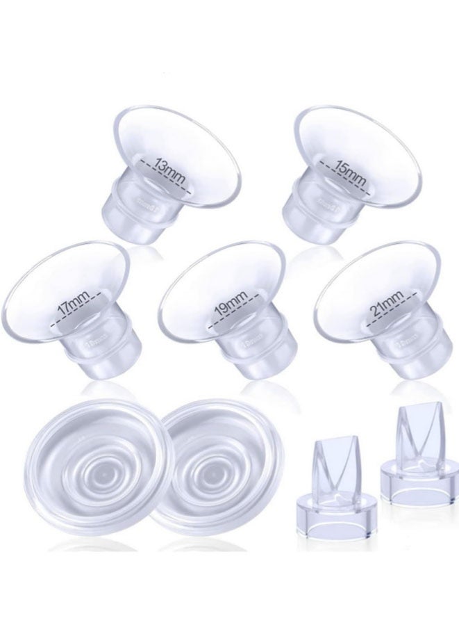 FASHION MANIA Flange Inserts 13/15/17/19/21mm for Momcozy Wearable Breast Pump S12 Pro/S9 Pro/S12/S9, for TSRETE/Spectra/Medela 24mm Shields/Flanges, Include Silicone Diaphragm & Duckbill Valve - Image 1