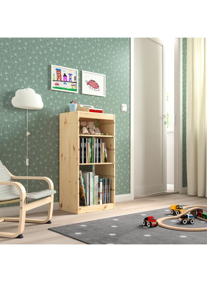 زبون تشكيلة تخزين مع رفوف، خشب صنوبر مصبوغ باللون الأبيض الفاتح، 44x30x91 سم - Image 2