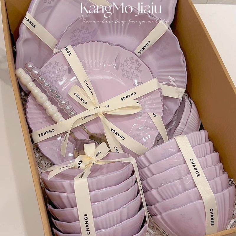 CME Dishware Set for Home, Beautiful Purple Ceramic with Premium Look, Bowls, Plates, Chopsticks, and Tableware for Housewarming, 2026 New Style Dinnerware - Image 3