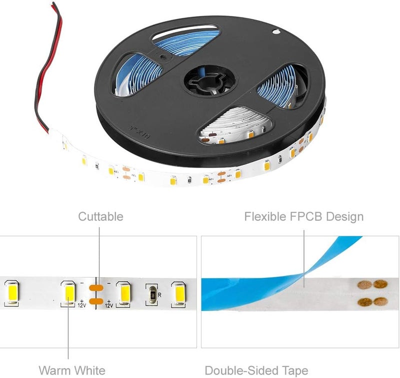ميريديان شريط إضاءة ليد مقاوم للماء SMD 5630 بطول 5 أمتار من Meridian - أبيض دافئ - Image 4