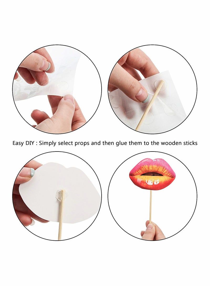 Excefore Party Photo Booth Props, 40PCS Funny Mouth Lips Photo Props Party Favor, Funny Mouth DIY Set with Wood Stick Adult Kids Selfie Props Accessories for Birthday Wedding New Year Graduation Party Supplies - Image 5