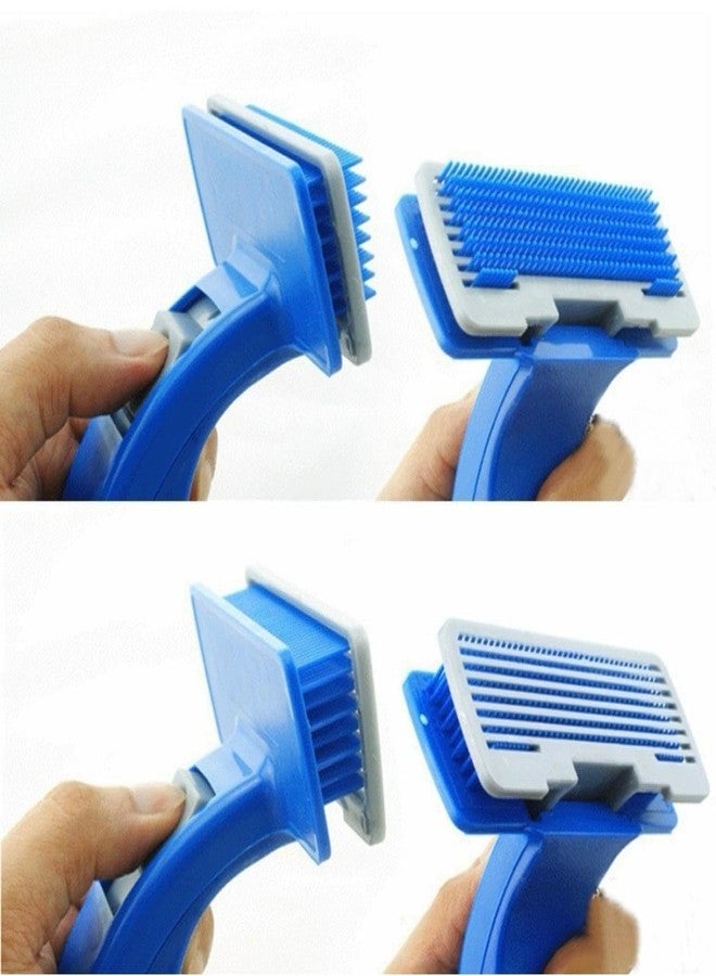 My Mini Beast Dog Comb Grooming Brush Daily Use to Clean Loose Fur & Dirt Great for Dogs and Cats Medium Long Hair Self-Cleaning,18cm x 10cm, Dematting Detangling & Deshedding - Large (Blue) - Image 3