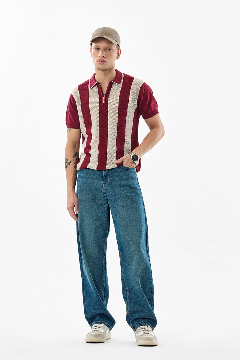 سنيتش Blue Solid Loose Fit Casual Jeans