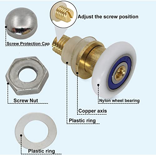 AWEN 4PCS x Shower Door Rollers,Roller Diameter 23mm for The Bathroom Glass Sliding Door Pulleys/Runners/Wheels,Strong Load-Bearing Capacity, Ultra-Quiet Shower Glass Door Rollers Replacement Y-4 - Image 3