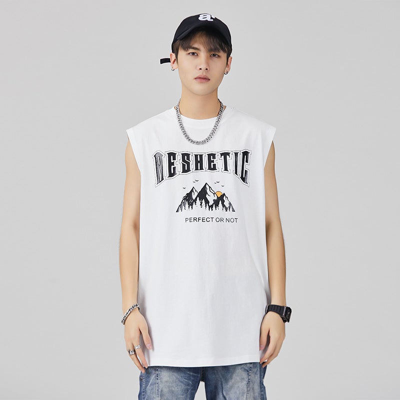 3218 | Large size men''s vest men''s ins Tide brand large size loose fat casual sports all-match sleeveless T-shirt - Image 5